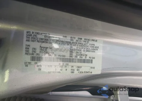 2013 Ford Focus Se z USA, uszkodzony, nr VIN 1FADP3F26DL249436